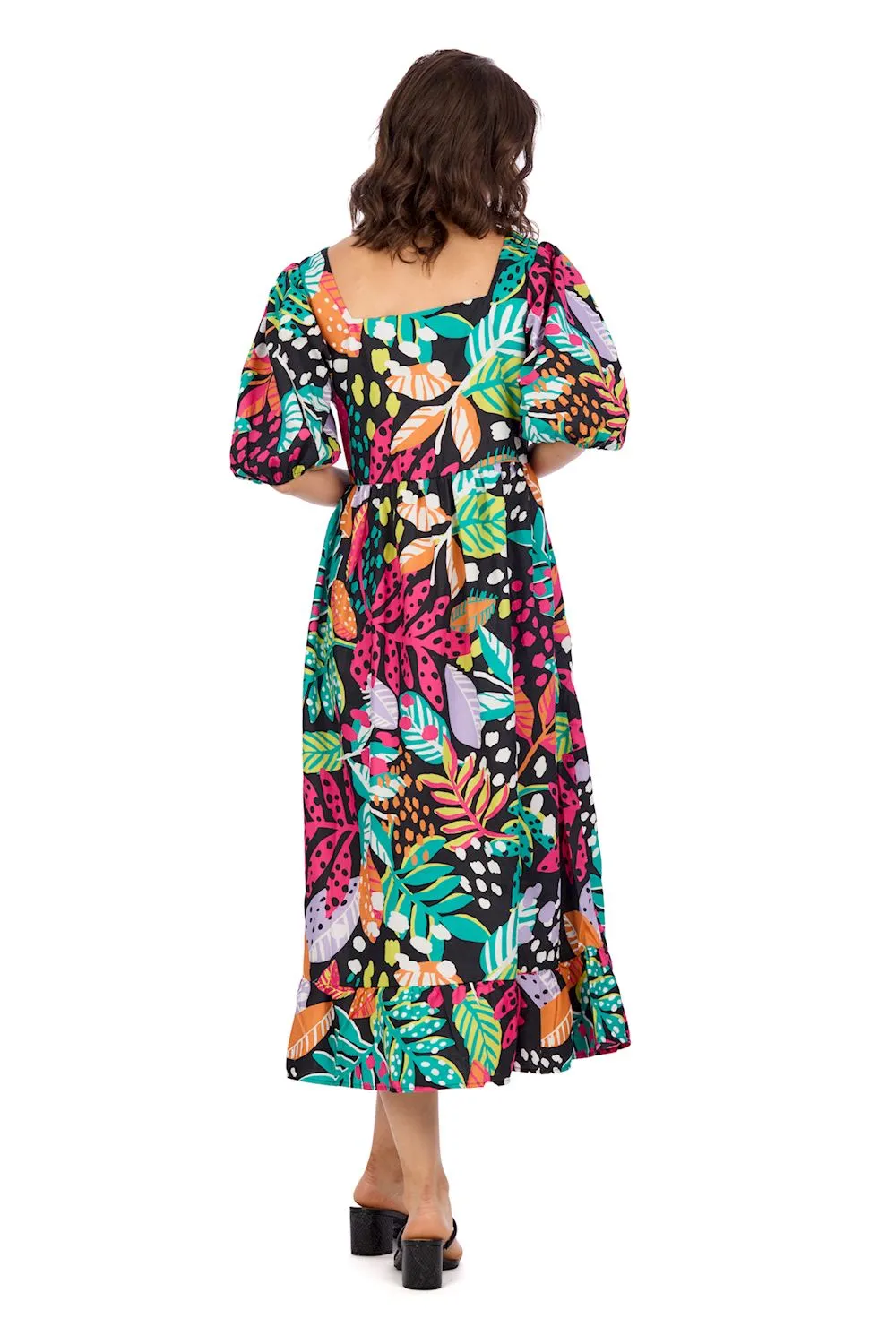 Gentry Printed Midi Dres • Animal Leaf